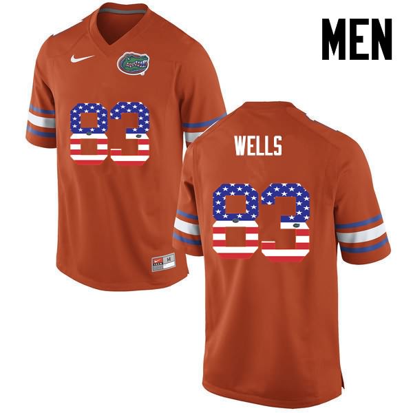 NCAA Florida Gators Rick Wells Men's #83 USA Flag Fashion Nike Orange Stitched Authentic College Football Jersey GUT2264RL